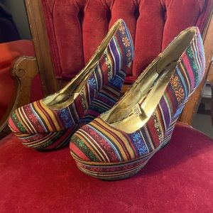 Multicolored Almond Toe Wedges